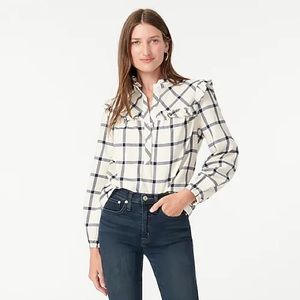NWT J. Crew • Ruffle popover top in flannel